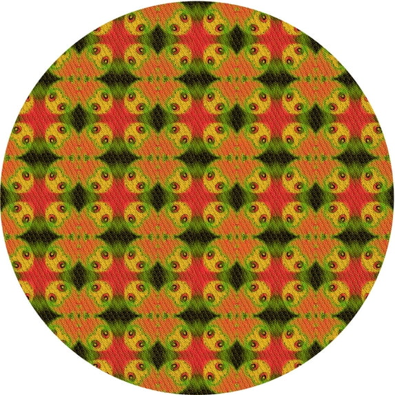 Ahgly Company Indoor Round Patterned Tomato Sauce Red Area Rugs, 7' Round