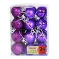 thumbnail image 2 of Home Halloween Hanging Ornaments, 24 PCS Christmas Balls Ornaments, Pre-Strung Plastic Balls, Shatterproof Barrel Packed Balls for Holiday Party Wreath Tabletop Tree Decorations, 1.18 Inch, Purple, 2 of 9