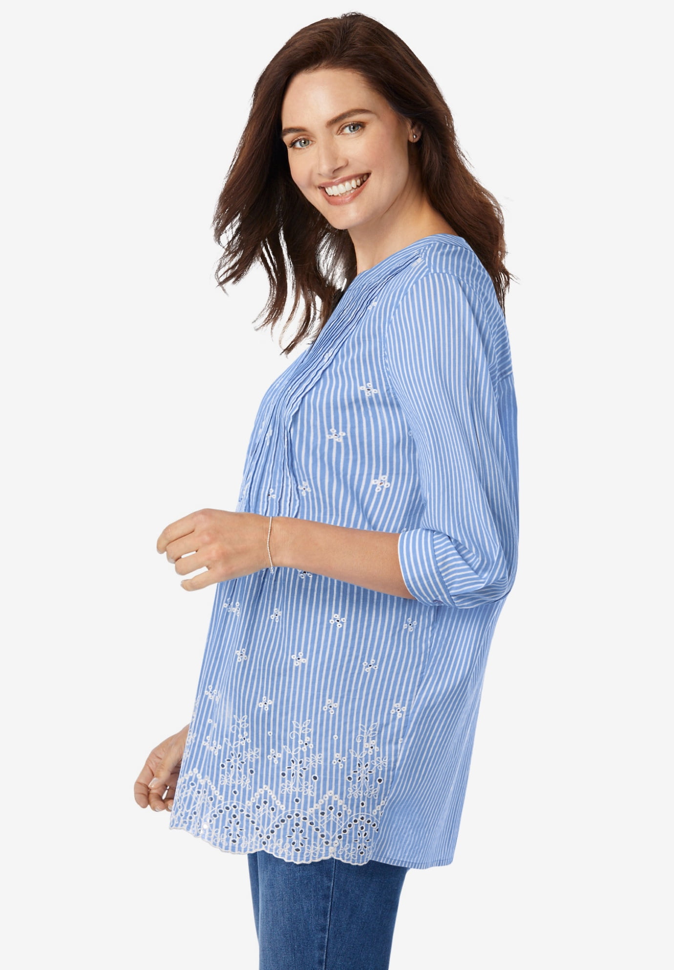 Plus Size Embroidered Pintuck Tunic - image 3