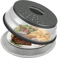 thumbnail image 1 of Tapa de microondas plegable con ventilación para alimentos, protector contra salpicaduras de microondas, cesta escurridora de frutas, gris, 1 of 8