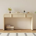 thumbnail image 2 of Modern Console Table with 2 Storage Drawers,Narrow Foyer Sofa Table with Adjustable Foot Pads,Fluted Table with Rounded Silhouette,for Hallway Living Room and Entryway (Apricot Cream), 2 of 7