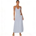 thumbnail image 7 of Laqbezok Sexy Bodysuit and Skirt 2 Piece Set for Women, Backless Halter V-Neck Top & High Slit Maxi Skirt Summer Outfit, Casual Beach Party Clubwear, Solid Color Vacation Dress, 7 of 7