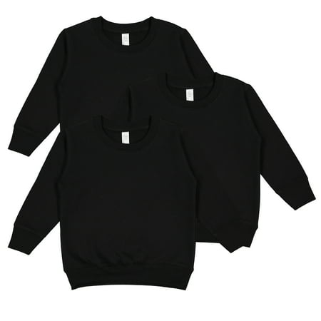 

Rabbit Skins Toddler Boy & Girl Fleece Long Sleeve Pullover Sweatshirt| 2T to Size 7 3 Pack Bulk Set Basic Black 7