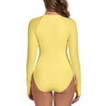 thumbnail image 3 of RELLECIGA Women's Rash Guard Long Sleeve Women Tummy Control Zipper One Piece Swimsuit Sexy Monokini Yellow Bathing Suits Navy Blue Size S, 3 of 7