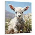 thumbnail image 2 of Designart "Baby white goat Peaks In White and Green"Goat Animal Metal Wall Art White Modern Office Room Wall Art, 2 of 6