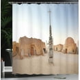 thumbnail image 4 of Ambesonne Galaxy Shower Curtain, Planet Town Wars Image, 69"Wx70"L, Brown Blue, 4 of 5