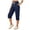 Navy, variant on Vivianyo HD Women's Drawstring Knit Capri Sweatpants, Mid Waist Straight Leg Solid Casual Cropped Jogger Trousers for Women, Women's Khaki, Sizes S-3XL