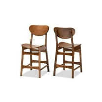 Baxton Studio Katya Brown Finished Wood 2-Piece Counter Stool Set