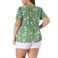 thumbnail image 3 of Agnes Orinda Women's Plus Size Summer Elegant Floral V Neck Peplum Blouse 2X Green, 3 of 6