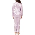 thumbnail image 5 of WIBACKER 3-14T Pajamas Set for Kid Baby Boy Girl Long Sleeve Button Down Silk Sleepwear Loungewear Set Gifts, 5 of 11