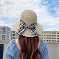 thumbnail image 2 of Trendy Classic Bucket Hat Sunshade Beach Woven Panama Hat Female Sun Hat Straw Hat Korean Style Cap British style COFFEE, 2 of 8