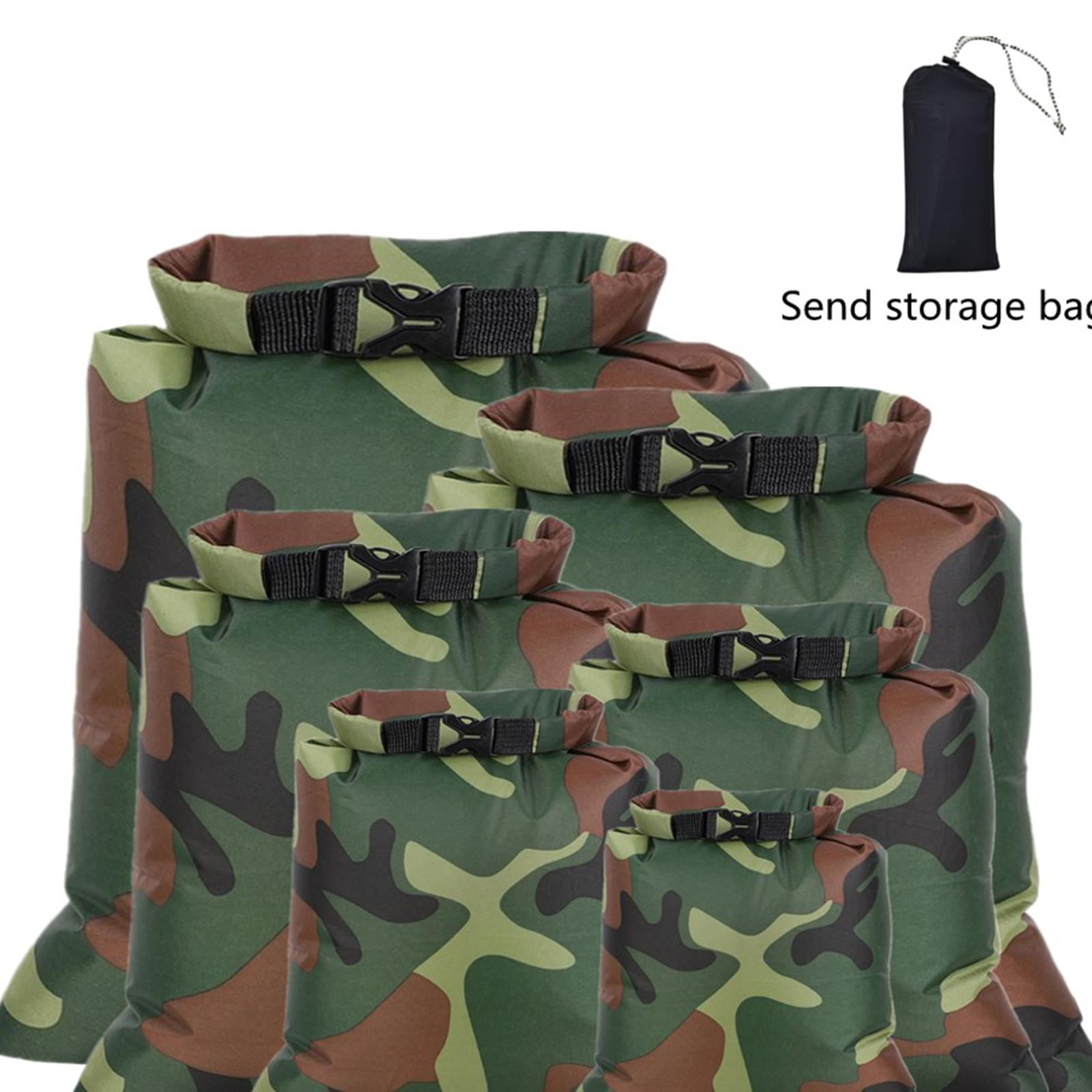 harayaa 6Pcs Waterproof Dry Bag Portable Roll Top for Canoeing Cycling Dark Green