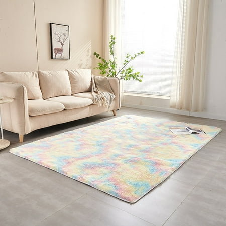 

Namzi Solid Color Plush Table Runner Faux Sheepskin Decorative Shaggy Dresser Scarf Not-Slip Desk Pad Luxury False Fur Dresser Tablecloth-Tie dye rainbow color 120x180cm(47.24x70.87inch)