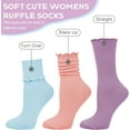 thumbnail image 3 of CoCoMangos 6 Pairs Ruffle Socks Soft Cute Frilly Turn-Cuff Long Casual Slouch Cotton Crew Socks for Women Gifts, 3 of 7