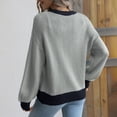 thumbnail image 4 of Lovskoo 2024 Sweaters for Women Trendy Casual Color Retro Knitting Long Sleeve Round Neck Sweater Gray, 4 of 8
