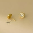 thumbnail image 3 of K-KED 925 Sterling Silver Earrings Cubic Zirconia Round Stud Earrings Jewelry-Gold, 3 of 7