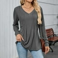 thumbnail image 2 of Women's V Neck Peplum Tops Elegant Long Sleeve Solid color Shirts Casual Loose Fit Comfy Fashion Business Blouses S-2XL, 2 of 6