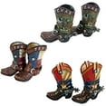 thumbnail image 7 of Urbalabs Western Cowboy Boot Texas Flag Toothpick Holder Vase Distressed Decorative Cowboy Boots with Spurs Home Office Rustic Decor Country Living Pen Holder for Desk, 7 of 7