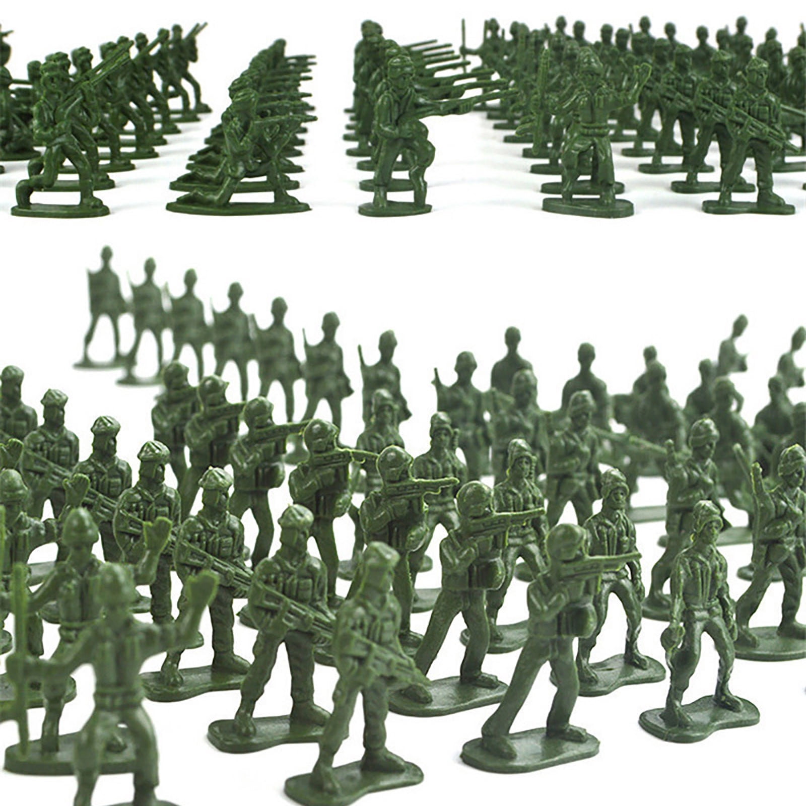 Eqslft 100 Pcs Army Men Soldiers Set Green Army Men 1-1.5 Inches Mini People Figurines Soldiers Assorted Poses Action Figures Model Trains Miniature Scenes Gift
