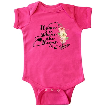 

Inktastic New York Home is Where the Heart is with Watercolor Floral Gift Baby Boy or Baby Girl Bodysuit