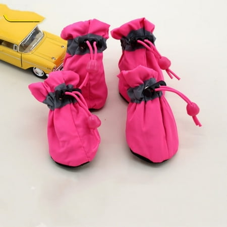 Waterproof Dog Shoes for Hot Pavement  Puppy Booties with Reflective Straps  Anti-Slip Sole Dog Rain Boots Dog Paw Protector Shoes for Small Medium Cats Dogs  Red