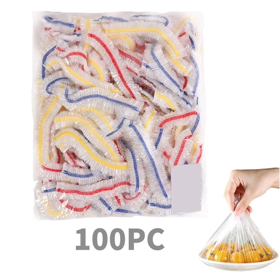 Plastic Bowl Covers, Souew 100 Pack Disposable Elastic Food Lids for Bowls Cups Containers, Stretchable Fresh Keeping Covers for Kitchen Storage, Clear