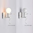 thumbnail image 3 of Luz de pared robot, aplique de pared negro de estilo retro contemporáneo creativo, luces de pared para dormitorio, mesita de noche, habitación de niños, pasillo, escalera (blanco) Xemadio LHH-0462, 3 of 4