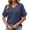 Navy, variant on Womens Boho V-Neck T-Shirts Short Eyelet Sleeve Loose Fit Top Spring Summer Fashion Beathable Daily Wear 2026