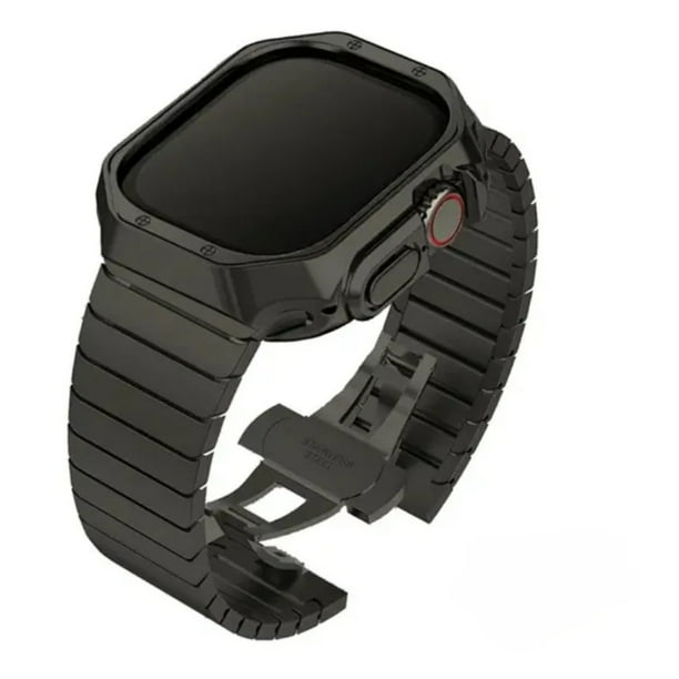 Correa Compatible con Apple Watch, Eslabones de Acero Inoxidable Premium con Funda, Estilo Deportivo, Resistente al Agua