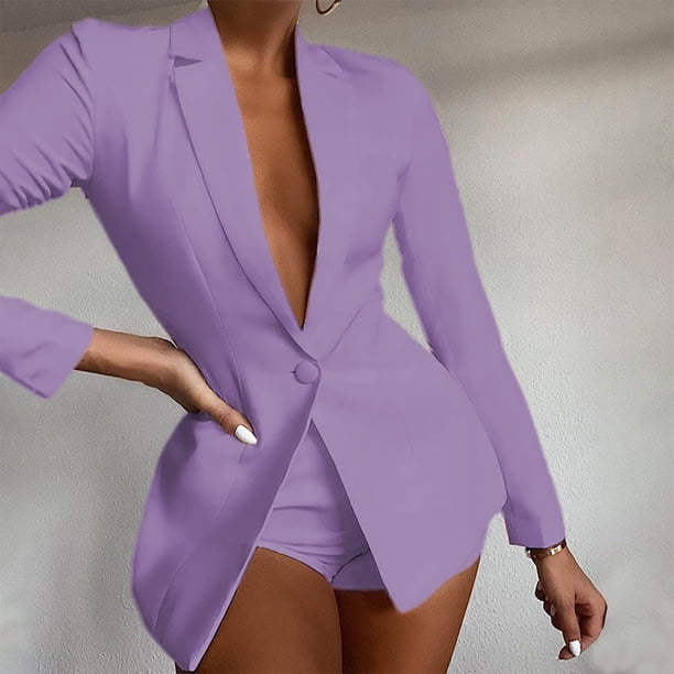 Blazers de negocios para mujer Chaqueta de traje de oficina de manga larga delgada con cuello excepcional informal Fridja po5516