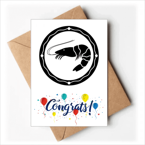 Illustration de Crevettes de Vie Marine Noire Cartes de Mariage Félicitations Enveloppes de Voeux