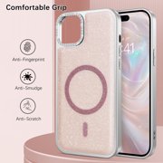 GAOBAO Designed for iPhone 15 Plus Case, Magnetic Drop Resistant Glitter Full Camera Protection for iPhone 15 Plus 6.7”, Pink