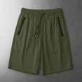thumbnail image 2 of Summer Casual Shorts for Men solid color pocket summer ice silk drying running shorts Lightweight Mens Linen Shorts Army Green 3XL, 2 of 7