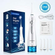 Hangsun Water Flosser Cordless Oral Irrigator Rechargeable Dental Water Jet HOC700 for Teeth Braces with 300ML Water Tank and 4 Jet Tips for Travel & Home Use