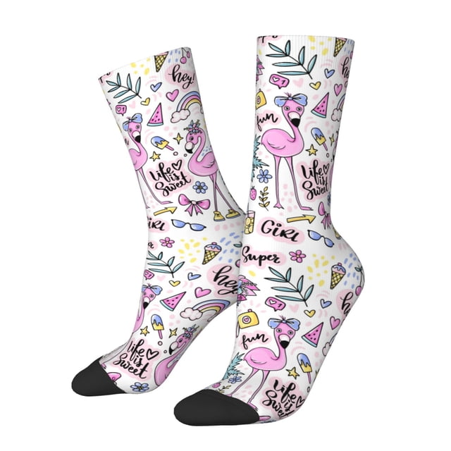 Balery Summer with Flamingo Calcetas Largas con Estampado para Hombre y Mujer – Suaves y Transpirables, Talla Única (US 5-11)