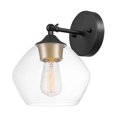 thumbnail image 1 of Harrow 1-Light Matte Black Wall Sconce with Clear Glass Shade, 1 of 8