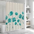 thumbnail image 5 of Turquoise Flowers Shower Curtain Set - Long 72" x 84" Washable Bathtub Curtain with 12 Hooks, Spring Retro Watercolor Botanical Floral Waterproof Fabric Stall Shower Curtains for Bathroom Décor, 5 of 6