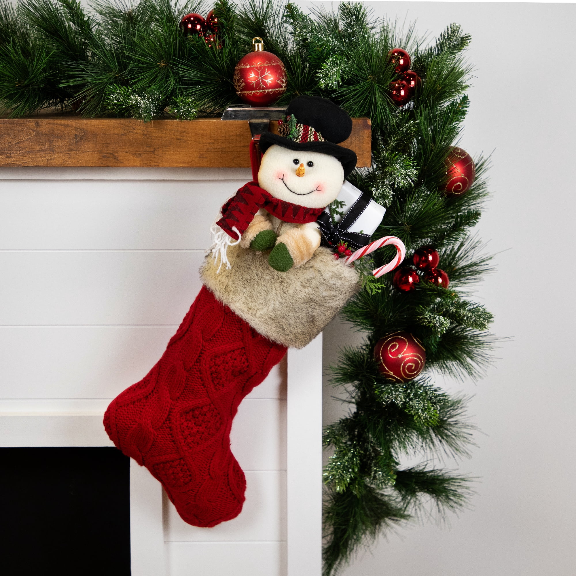 Northlight Cable Knit Christmas Stocking - 20.5" - Red and Beige