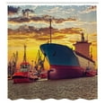 thumbnail image 3 of Ambesonne Nautical Shower Curtain, Big Ship at Sunset, 69"Wx75"L, Multicolor, 3 of 5