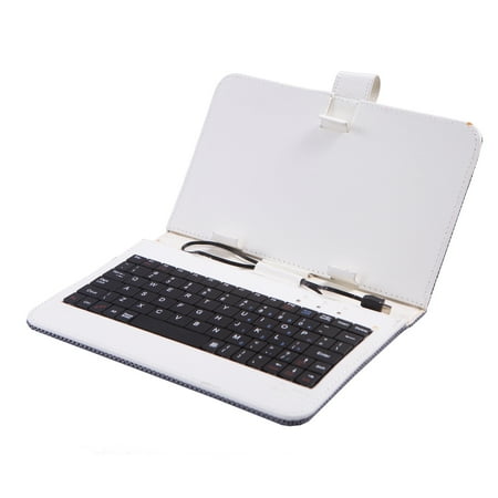 Samsung Black Keyboard - HDE Keyboard Case for 7 Inch Samsung Tablets - Leather Micro USB Case for Samsung Tab 4, Tab A 7.0, Galaxy 4 (White)