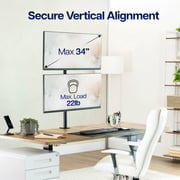 Black Dual LCD Monitor Desk Mount Stand, Stacked Vertical 2 Screens up to 34