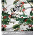 thumbnail image 1 of Soimoi Polyester Crepe Fabric Sandhill Crane,Leaves & Lotus Floral Print Sewing Fabric Yard 42 Inch Wide, 1 of 1