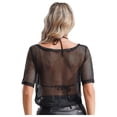thumbnail image 5 of Top corto de malla calado para mujer, camiseta de rejilla de discoteca de neón de los años 80, camisola de manga corta con cuello redondo para fiesta de baile en barra, 5 of 5