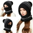 thumbnail image 4 of 3 In 1 Beanie Hat With Scarf And Mask Cozy Womens Scarves Soft Face Masks Scarfs Warm Winter Clothing Beanies Hats Black, 4 of 9