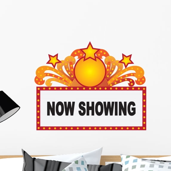 Marquee Now Showing Sign Wall Decal Wallmonkeys Peel and Stick Graphic (24 in W x 19 in H) WM502711