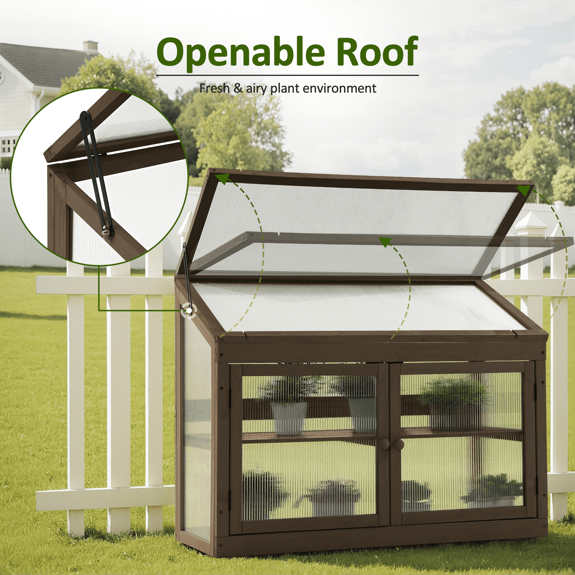 Mcombo 2-Tier Wooden Cold Frame Garden Greenhouse Raised Flower Planter Shelf Bed Protection 0160