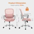 thumbnail image 4 of Atilioo Ergonomic Office Chair, Comfy Desk Chair with Adjustable Height & Lumbar Support, Mesh Swivel Rolling Computer Chair with Armrests for Adults, Pink, 4 of 7