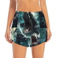 thumbnail image 2 of Pofeuu Wave Ocean Animal Shark Print Women's Athletic Shorts Running Workout Shorts Tummy Control Quick Dry Gym Shorts with Pockets Double layer sports shorts-Large, 2 of 7