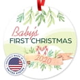thumbnail image 7 of Soul Décor Christmas Ornaments Tree Decoration, Baby's First Christmas 2020 Ornament, Large 3.75" Round Metal Ornament, Velvet Pouch Included, 7 of 7