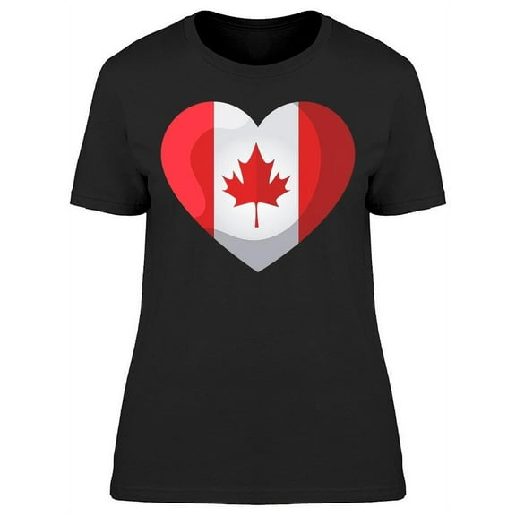Canada Flag, Heart Shaped T-Shirt Women -Image by Shutterstock, Female Large